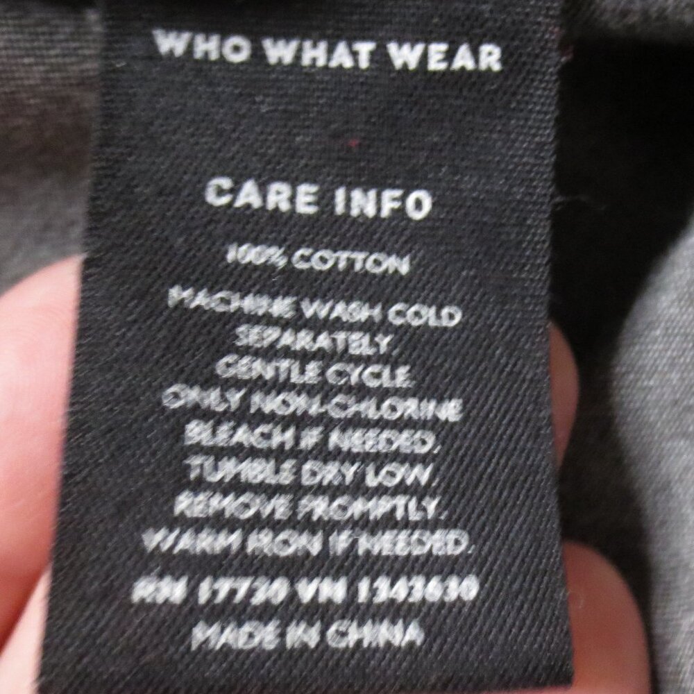 WHO WHAT WEAR womens DRESS black ACID WASH faded WRAP mini LONG SLEEVE SIZE L - Picture 11 of 13